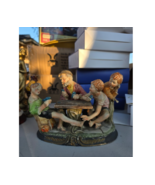 Vintage capodimonte style figurines boys playing poker / cards really ni... - $18.00