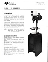1976 Rockwell 11 Inch Drill Press Instruction Manual &amp; Parts List. Cat. ... - $22.24