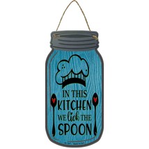 Lick The Spoon Blue Novelty Metal Mason Jar Sign - £14.10 GBP