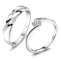 Name Engraved Curved Silver His and Hers Engagement Rings - £29.02 GBP