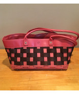 Longaberger Pink Brown Striped To Go Handbag Tote Purse/Bag New Display B3 - $89.09