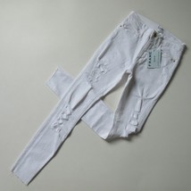 NWT FRAME Le High Skinny in Blanc Rip Destroyed Raw Hem Stretch Jeans 24 - £18.93 GBP