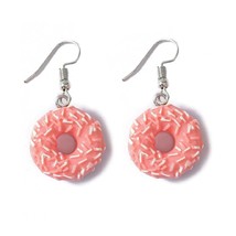 CUTE DONUT EARRINGS Pink Frosting Sprinkles Dangle Drop Stainless Steel ... - $12.58 CAD
