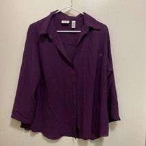 Covington Womems Blouse 18 W Button Up Purple Bust 44 New Long sleeve NWT - $5.70