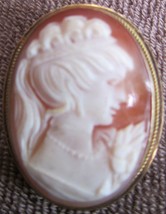 ANTIQUE .825 GOLD SILVER INCASED CAMEO CORAL SHELL CARVED ITALY PEDANT B... - $1,174.74 MXN