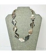 Handcrafted Necklace Brown Agate Diamond Shaped Natural Stones Chunky - £22.86 GBP