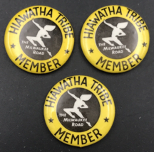 Lot of 3 Vintage Hiawatha Tribe The Milwaukee Road Railway Member Pins 1.25&quot; - £7.56 GBP