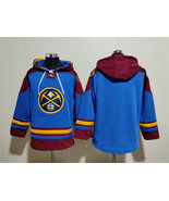 Men&#39;s Denver Nuggets Blank Blue Red Lace-Up Pullover Hoodie - $1,399.39 MXN