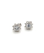 Natural Sapphire Diamond Halo Stud Earrings 14k Gold  Certified $3,950 1... - £940.54 GBP