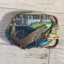 Vintage 1988 Great America Buckle Co Enamel Northern Pike Belt Buckle Fishing - £26.62 GBP