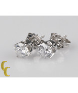Round Diamond 1.00 carat 14k White Gold Stud Earrings w/ Butterfly Backs - $50,049.44 MXN