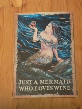 Metal Tin Decorative Art Sign Wall Hanging Decor Just A Mermaid Who Love... - $19.80