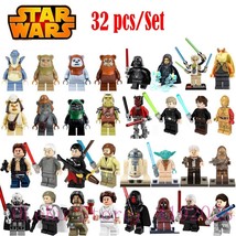 32pcs Star Wars Darth Vader Maul Han Solo Chewbacca Obi-Wan Minifigures Blocks - £43.27 GBP