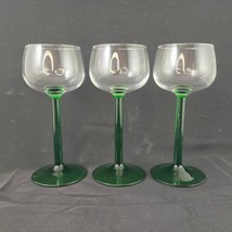 (3) Luminarc France Emerald  Green Stem Wine Glasses 6.5&quot; Tall, Mint Con... - £29.42 GBP