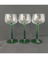 (3) Luminarc France Emerald  Green Stem Wine Glasses 6.5&quot; Tall, Mint Con... - £29.58 GBP