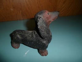 Vintage Dashund Dog Ceramic Figurine 4&quot; black and brown - £6.91 GBP