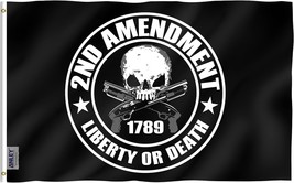 Anley Fly Breeze 3x5 Ft Liberty or Death 2nd Amendment 1789 Flag Gun Skull Flag - £6.67 GBP