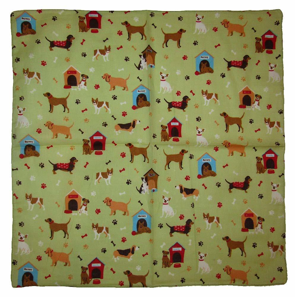 AES Dogs Puppies Canine Green 100% Cotton 22&quot;x22&quot; Bandanna - $4.44