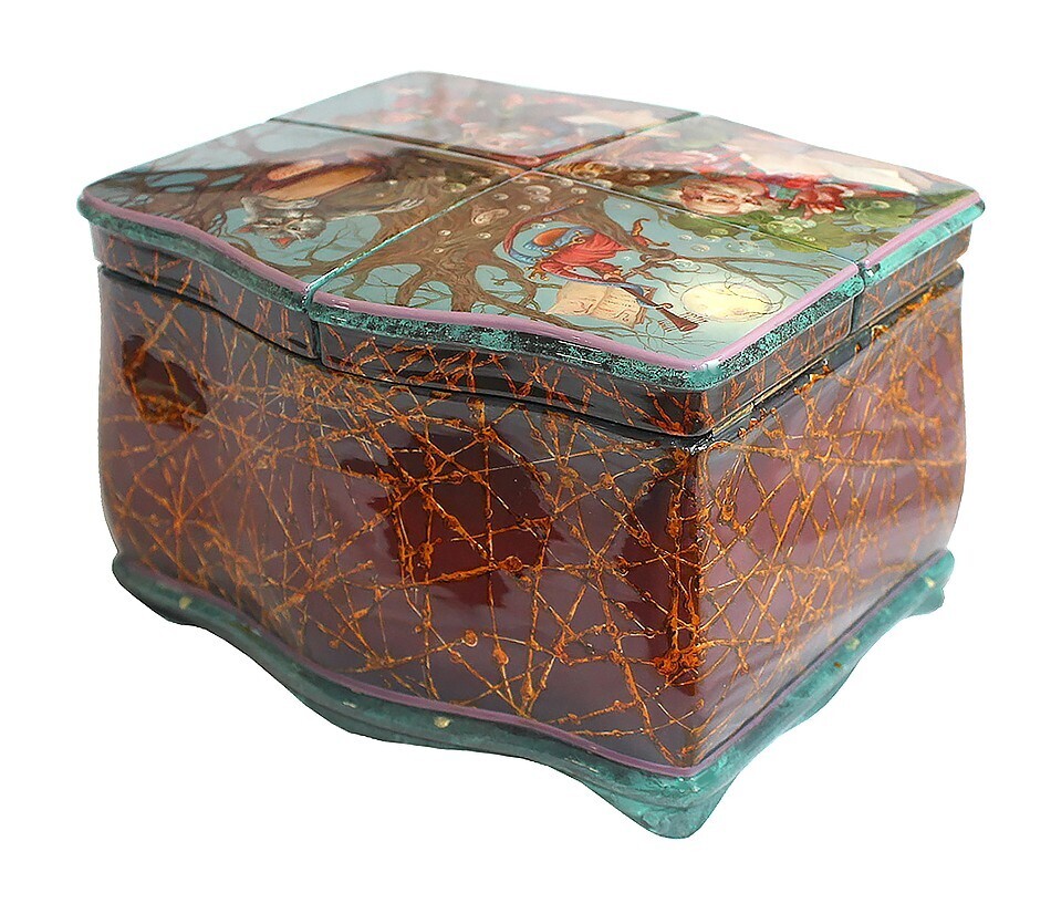 Fedoskino Hand Painted One of a Kind Russian Lacquer Box "The Magician by Maslov Item image 6