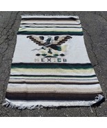 Vintage Mexican Serape Blanket Woven Stripes Southwest Cotton Fringed 42... - $60.44