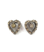 SET OF 2 VINTAGE HEART SHAPED SMALL BROOCH ANTIQUE JEWELRY DISCOLORED ST... - £15.17 GBP
