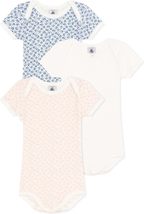 Petit Bateau Babies&#39; SHORT-SLEEVED Floral Cotton Bodysuits - 3-PACK Sizes 3-24 M - £37.06 GBP