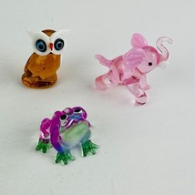 Elephant Owl Frog Miniature Hand Blown Glass Figures Lot of Collectibles - £14.93 GBP