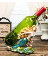 Nautical Colorful Blonde Mermaid With Shimmering Blue Tail Swimming Wine... - €30,72 EUR