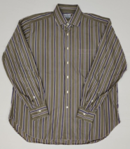 Men&#39;s Truzzi Milano 1890 Brown Striped Cotton Button Up Shirt  - Size 17... - £19.02 GBP