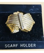 Vintage Women&#39;s Scarf Tube Holder,  Scarf Gold Tone Ribbed Costume Jewelry - $22.20 CAD