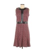 J. McLaughlin Faux Vegan Leather Panel Print Dress Sleeveless Size M - $24.75