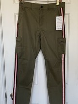 NWT ATHLETA Summit Cargo Pants Olive Green with Side Stripes Size 2 - £41.13 GBP