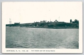 Oswego NY Fort Ontario And Life Saving Station Native American Back Postcard S25 - £7.86 GBP