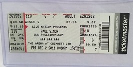 PAUL SIMON - ORIGINAL 2011 UNUSED WHOLE FULL CONCERT TICKET - £11.58 GBP