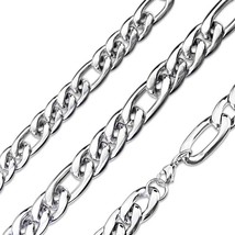 Large Figaro Chain Necklace Mens Silver Stainless Steel 11mm wide 15-20-... - £23.14 GBP