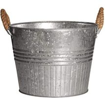 10&quot; Round Planter w/Rope Handles - Galvanized - $46.69 CAD