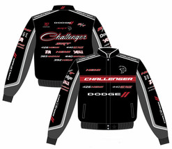 Dodge Challenger Cotton Jacket Mens Collage Logo Black Twill Jacket  JH Design - £119.89 GBP