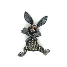 Vintage Signed Sterling Silver Art Deco Marcasite Easter Bunny Rabbit Brooch Pin - £43.65 GBP