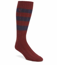 POLO Ralph Lauren Rugby Ribbed Crew Socks Wine / Navy Blue (Size 10-13 U... - £35.33 GBP