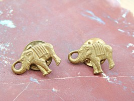 Vintage Pair Of Elephant Mini Miniature Lapel Stick Hat Pins Good Luck Charms - £15.87 GBP