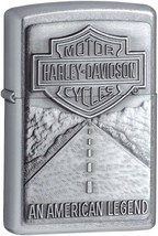 Zippo Harley Davidson Shield and American Legend Emblem Street Chrome Pocket Lig - £43.95 GBP
