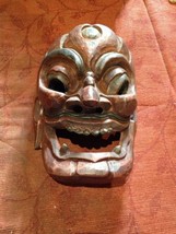 Japan Antique Wooden Oni Demon Tribal Ceremony Mask - £122.59 GBP