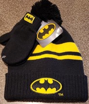 DC Comic ~ 2 Pc. Beanie Hat &amp; Mitten Set ~ BATMAN ~ Size 2T - 5T ~ Tight Knit - £12.03 GBP