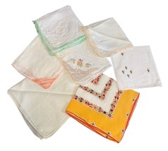 Vintage Handkerchief Collection Mix of Floral Patterns &amp; Embroidered Des... - $349.87 MXN