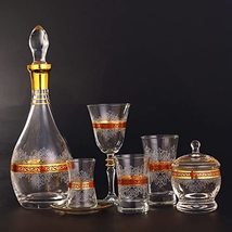 LaModaHome Gilded Red Complete Glasses Drinking Set Includes Wine, Long Beverage - £214.35 GBP