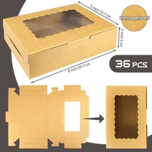 36 Pack Kraft Bakery Boxes with Window 8&quot; x 5&quot; x 2&quot; Brown Paper Cookie Candy Pac - £26.64 GBP