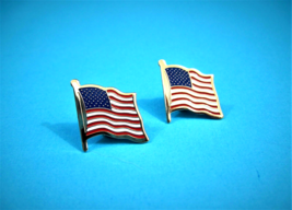 (2) Patriotic -USA- Solid Brass American Flag Pins - Lapel Vest Hat Pin Tie Tack - £9.35 GBP