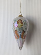LI BIEN Tear drop Angel Glass Ornament Iridescent 2002 Stars Ribbon Gold Tree - £36.04 GBP
