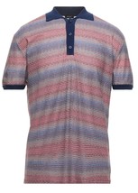 Yoon Navy Orange Striped Front Knit Men&#39;s Italy Cotton Shirt Polo Sz US 40 EU 50 - £65.52 GBP