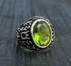 Peridot Ring Men, 925 Sterling Silver, Statement Ring, August Birthstone Jewelry - £59.50 GBP